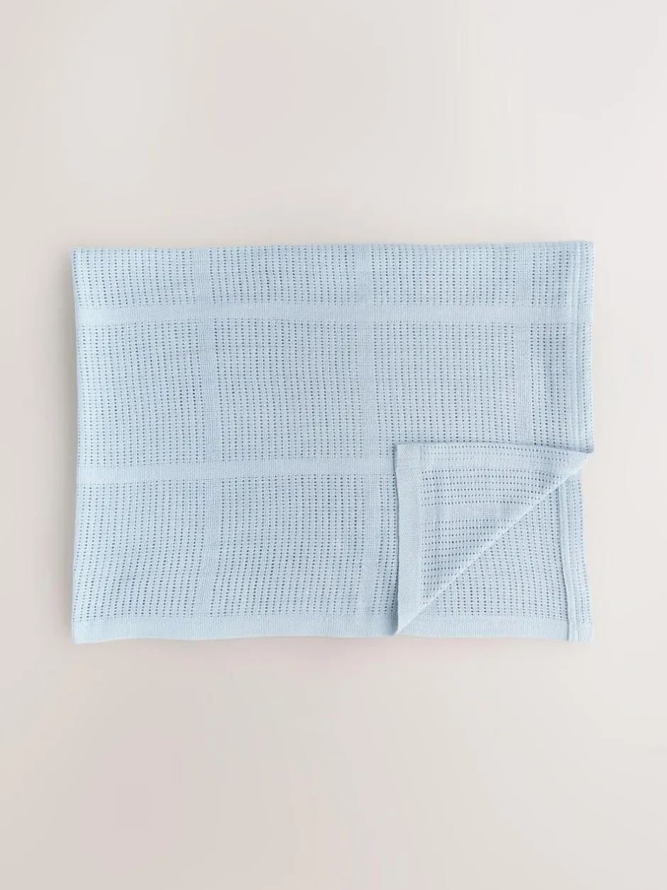 Next 2 Pack 100% Cotton Baby Cellular Blanket Blue Best