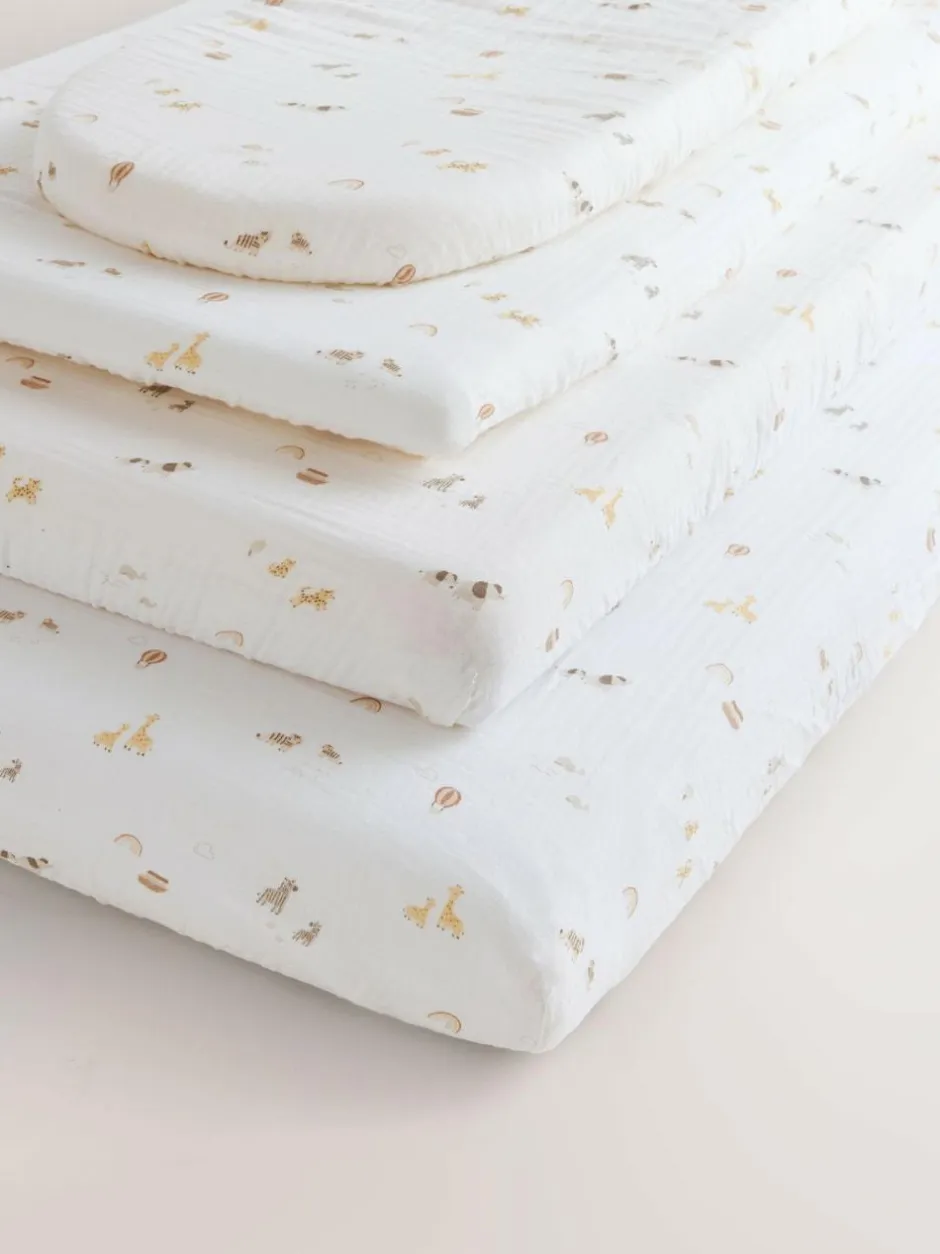 Next 2 Pack Baby Muslin Fitted Sheets Mini Jungle Sale
