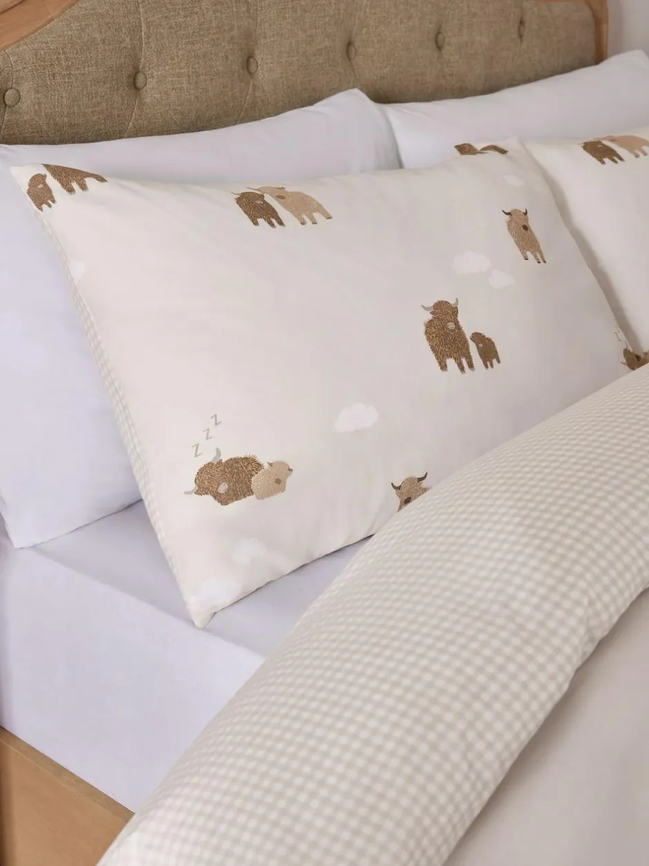 Next 2 Pack Natural Hamish the Highland Cow Reversible Duvet Cover and Pillowcase Set Discount