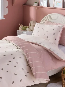 Next 2 Pack Natural Hearts Duvet Cover and Pillowcase Set New
