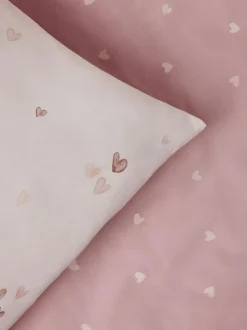 Next 2 Pack Natural Hearts Duvet Cover and Pillowcase Set New
