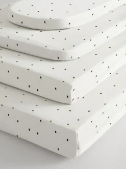 Next 2 Pack White/Grey Speckle 100% Cotton Jersey Baby Fitted Sheets