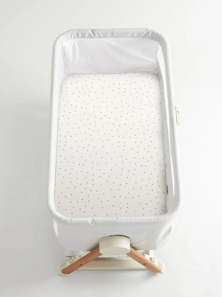 Next 2 Pack White/Grey Speckle 100% Cotton Jersey Baby Fitted Sheets