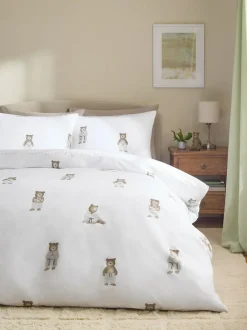 Next 2 Pack White/Natural Bertie Bear Reversible Duvet Cover and Pillowcase Set Sale