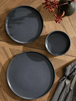 Next 12 Piece Charcoal Grey Stamford Dinner Set Outlet