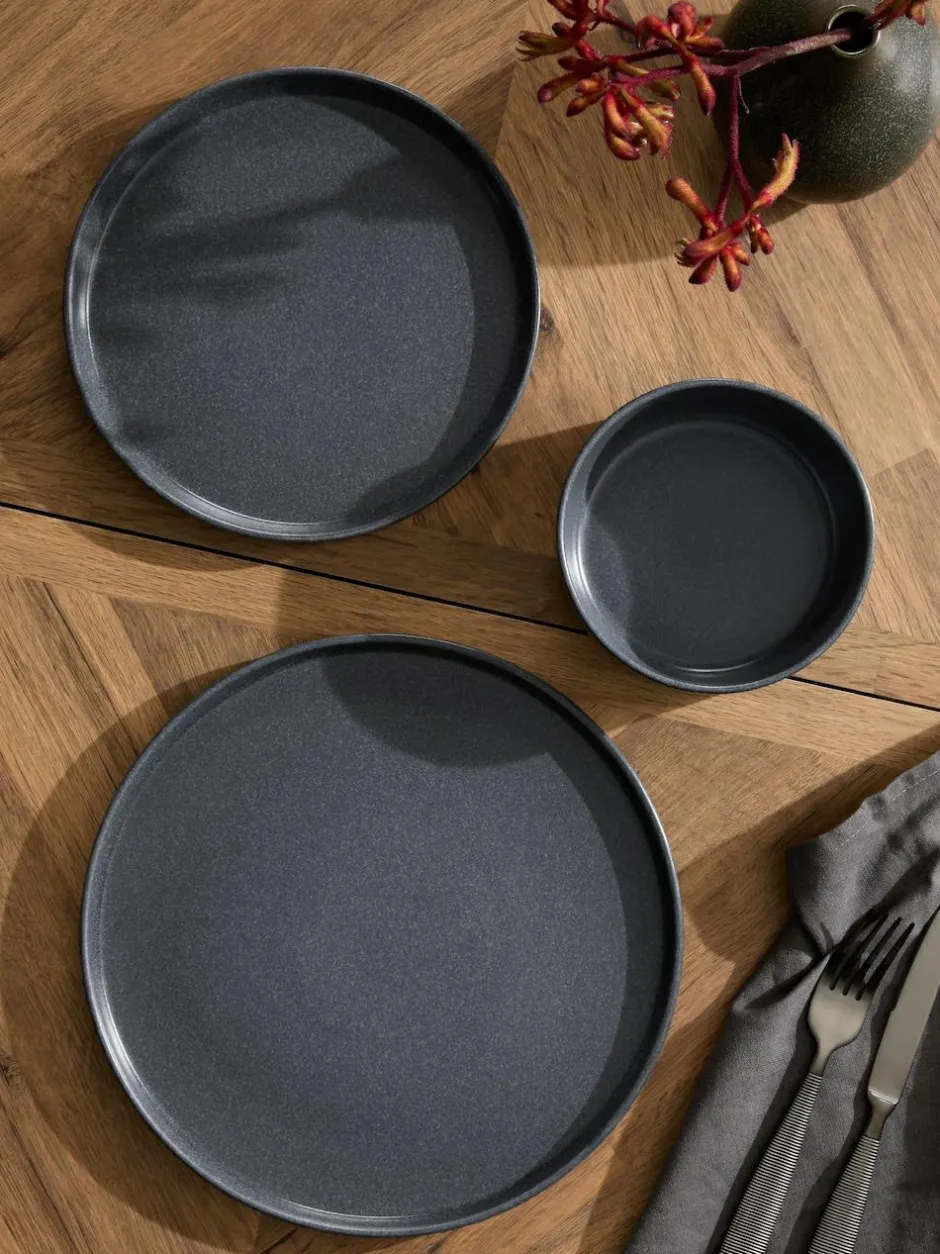 Next 12 Piece Charcoal Grey Stamford Dinner Set Outlet