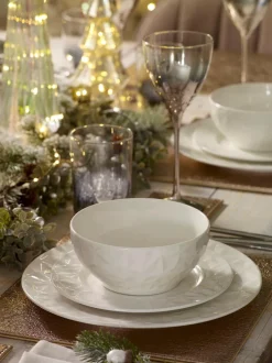 Next 12 Piece White Mode Embossed Dinner Set Best