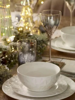 Next 12 Piece White Mode Embossed Dinner Set Best