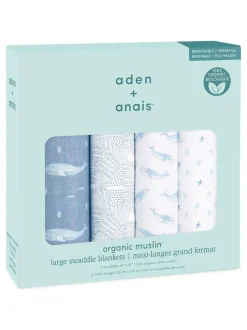 Aden + Anais Cotton Muslin Blankets 4 Pack Blue Hot