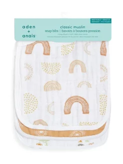 Aden + Anais Cream 100% Cotton Muslin Keep Rising Snap Bibs 3 Pack Outlet