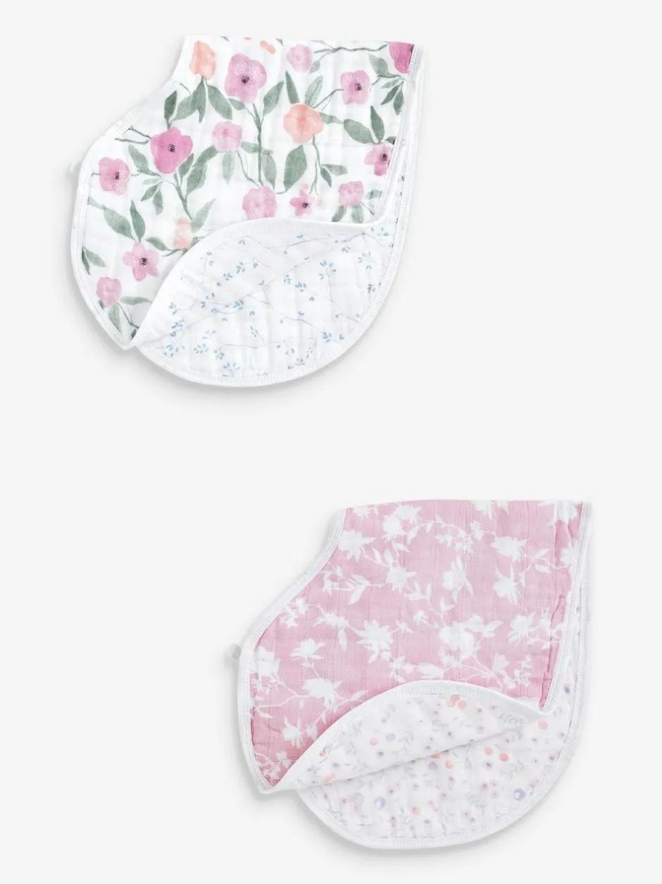 Aden + Anais Natural 100% Cotton Muslin Ma Fleur Burpy Bibs 2 Pack Sale