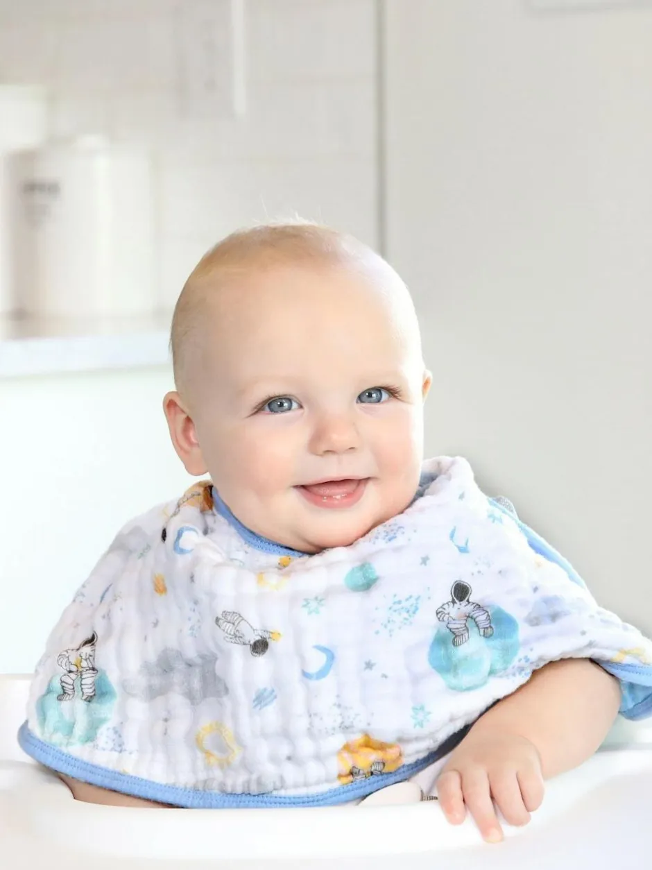 Aden + Anais Natural Essentials Cotton Space Explorers Muslin Baby Burpy 100% Cotton Bib Clearance
