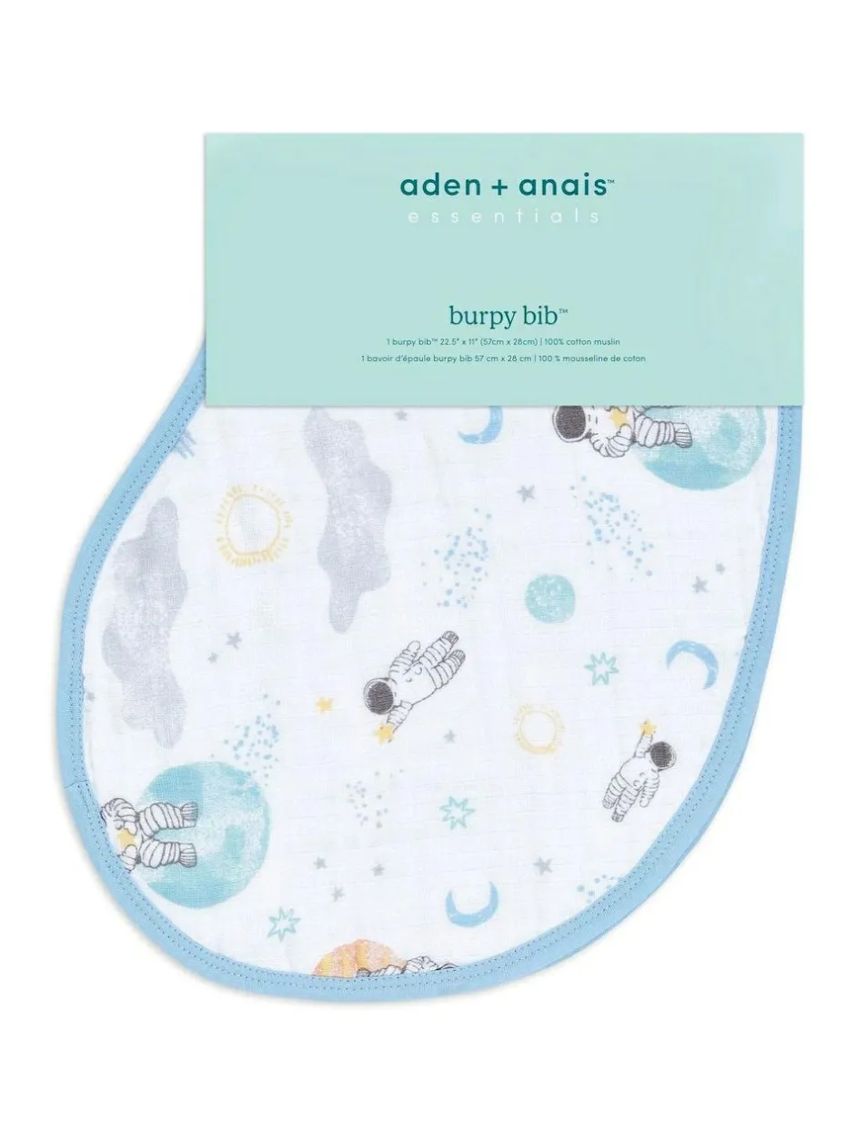 Aden + Anais Natural Essentials Cotton Space Explorers Muslin Baby Burpy 100% Cotton Bib Clearance