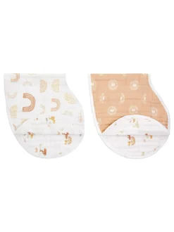 Aden + Anais White 100% Cotton Muslin Keep Rising Burpy Bibs 2 Pack Online