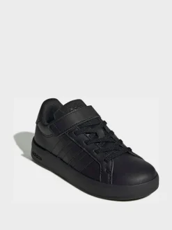 adidas Black Grand Court 3.0 Elastic Lace Kids Trainers Online