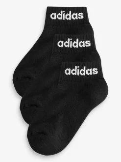 adidas Linear Ankle Cushioned Socks 3 Pack Black Clearance