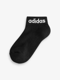 adidas Linear Ankle Cushioned Socks 3 Pack Black Clearance
