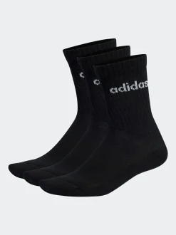 adidas Black Linear Crew Cushioned Socks 3 Pack Best