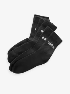 adidas Black Linear Crew Cushioned Socks 3 Pack Best