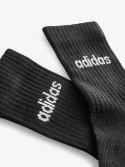 adidas Black Linear Crew Cushioned Socks 3 Pack Best
