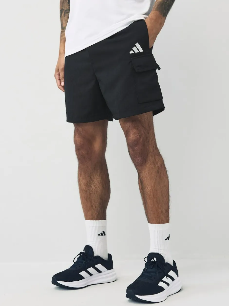 adidas Small Essentials Logo Cargo Chelsea Shorts Black New