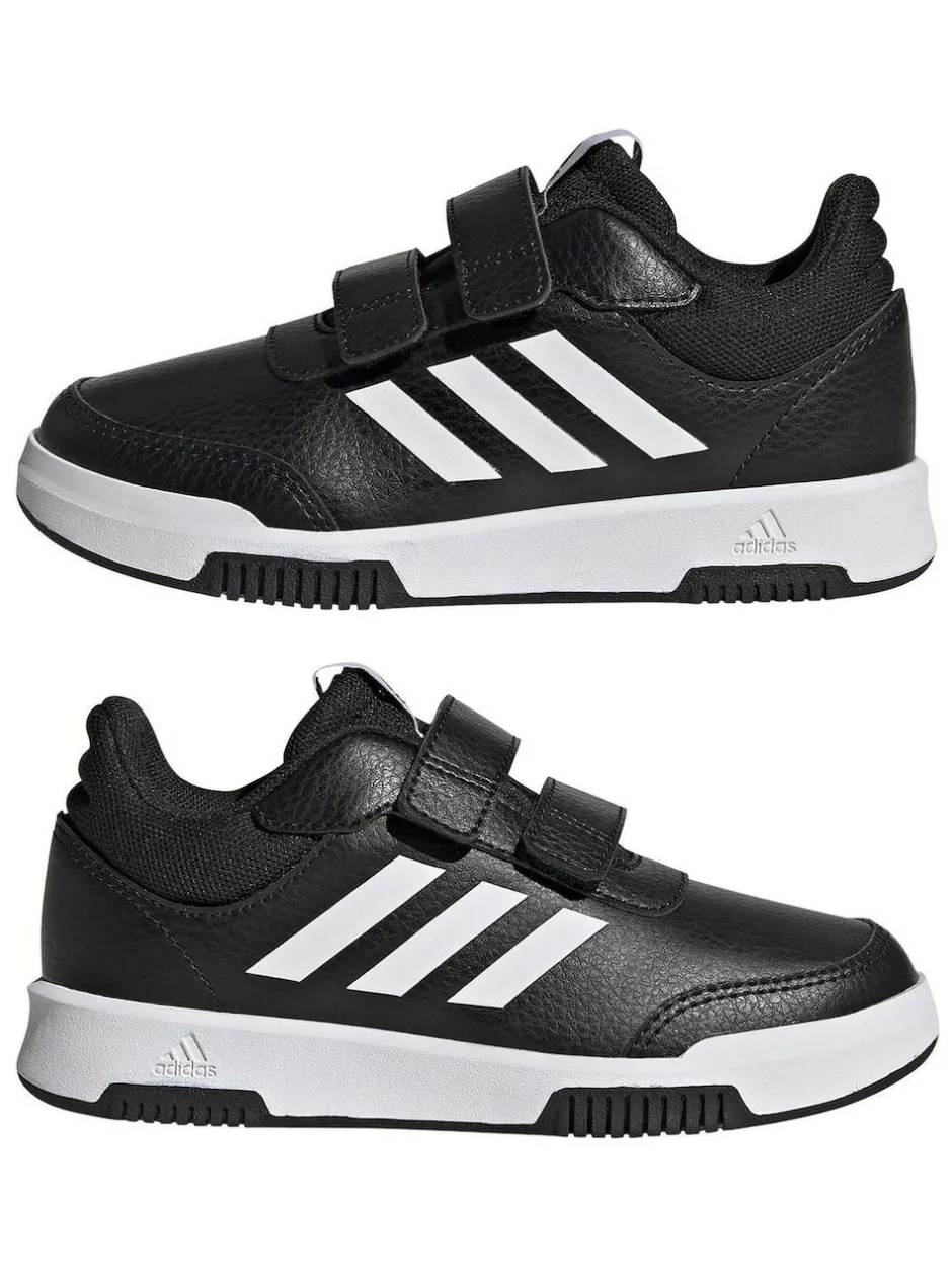 adidas Black/White Hook and Loop Tensaur Kids Trainers New
