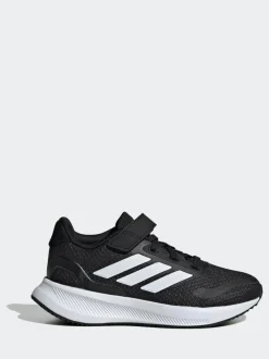 adidas Black/White Runfalcon 5 Elastic Lace Running Kids Trainers Hot