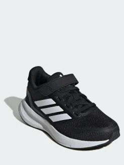 adidas Black/White Runfalcon 5 Elastic Lace Running Kids Trainers Hot