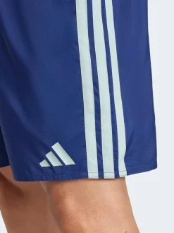 adidas 3 Stripes Swim Shorts 8 Inch Blue Discount
