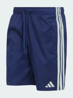 adidas 3 Stripes Swim Shorts 8 Inch Blue Discount