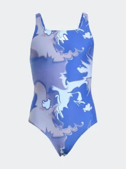 adidas Tie Dye V-Back Kids Swimsuit Blue