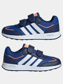 adidas Dark Blue Tensaur Switch Hook and Loop Kids Trainers Hot
