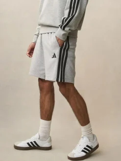adidas Grey Essential 3-Stripes French Terry Shorts Discount