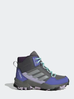 adidas Grey/Blue/Purple Terrex Ax4r Mid Hiking Kids Boots New