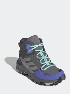 adidas Grey/Blue/Purple Terrex Ax4r Mid Hiking Kids Boots New