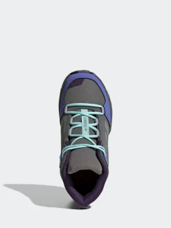 adidas Grey/Blue/Purple Terrex Ax4r Mid Hiking Kids Boots New
