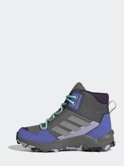 adidas Grey/Blue/Purple Terrex Ax4r Mid Hiking Kids Boots New