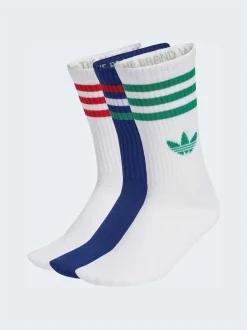 adidas originals Blue/Green Crew 3-Stripes Crew Socks 3 Pairs Outlet