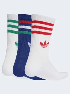 adidas originals Blue/Green Crew 3-Stripes Crew Socks 3 Pairs Outlet