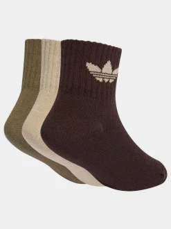 adidas originals 3 Pack Ankle Socks Dark Brown Best