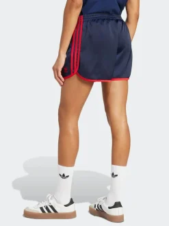 adidas originals Navy/Red 3 Stripe Satin Sprinter Shorts Clearance