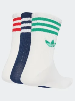adidas originals Off White Crew 3-Stripes Crew Socks 3 Pairs New