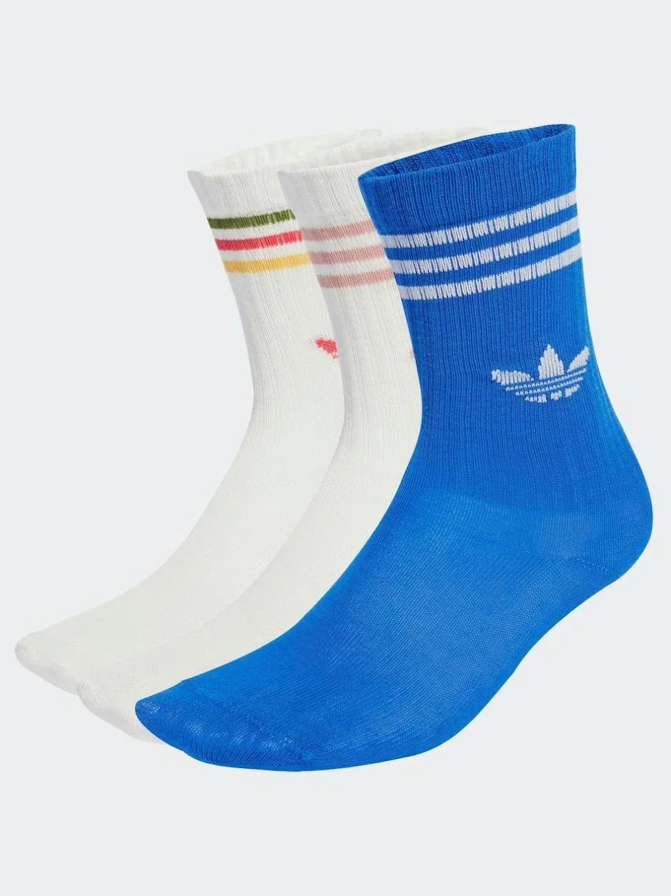 adidas originals 3 Pack Crew Socks White Ecru New