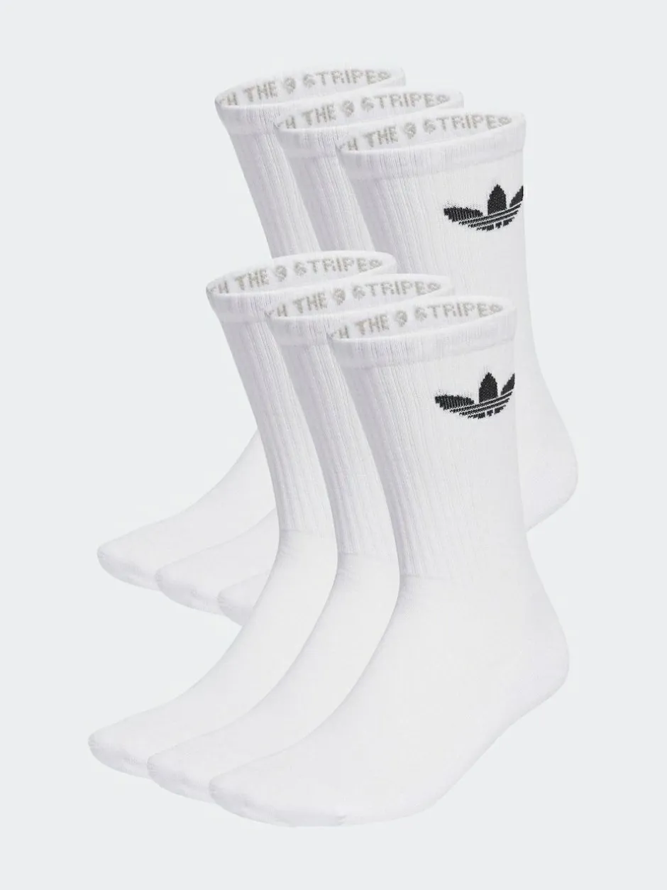 adidas Originals White Trefoil Crew Socks 6 Pack Outlet