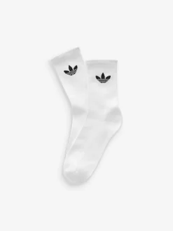 adidas Originals White Trefoil Crew Socks 6 Pack Outlet