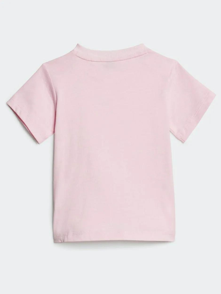 adidas Pink Essentials T-Shirt and Shorts Set Infant Kids Outlet
