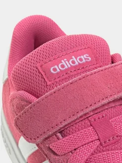 adidas Pink Grand Court 00s Suede Elastic Lace Kids Trainers Clearance