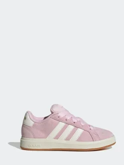 adidas Pink Grand Court 00s Suede Lace Kids Trainers Clearance