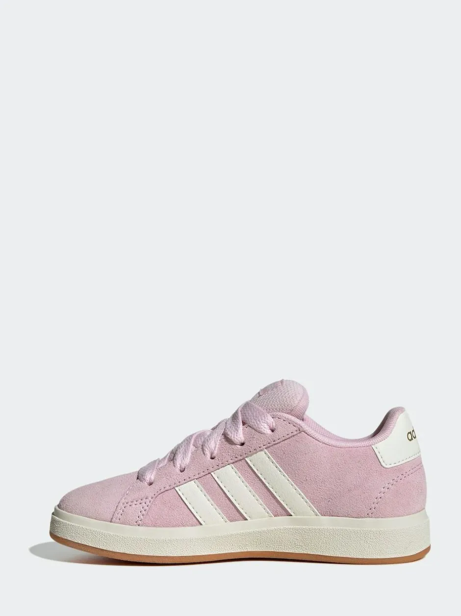 adidas Pink Grand Court 00s Suede Lace Kids Trainers Clearance