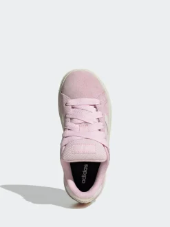 adidas Pink Grand Court 00s Suede Lace Kids Trainers Clearance
